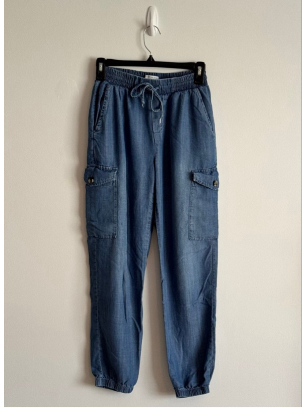 Women's For the Republic Blue Denim Cargo Joggers XS